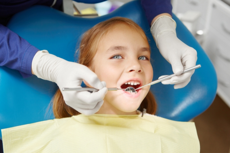 Dentist for kids walking through a dental visit at Staley Dental Arts.